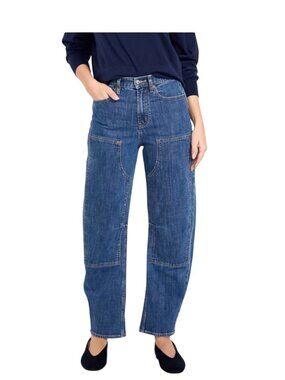 Old Navy Womens Barrel Leg High-Rise Utility Jeans Size 12 Blue Denim